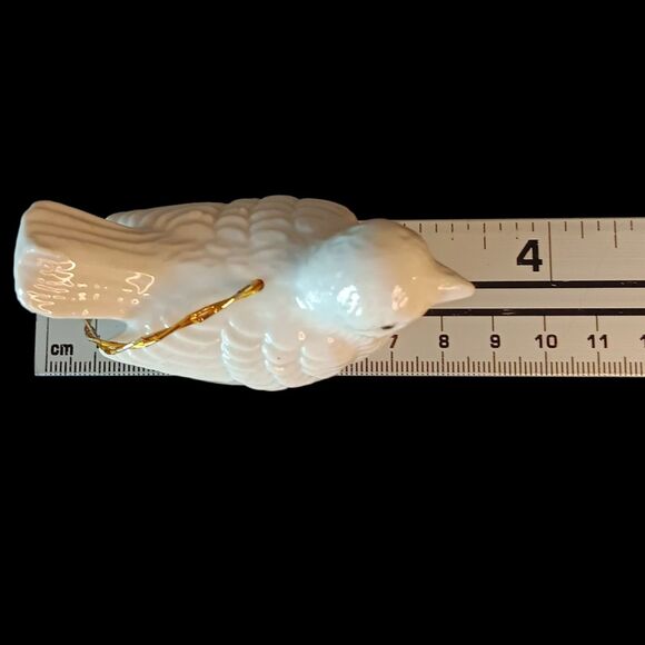 Vintage Pair Of White Bird Dove Porcelain Christmas Ornaments Glossy 3" x 1.5" - Picture 7 of 10